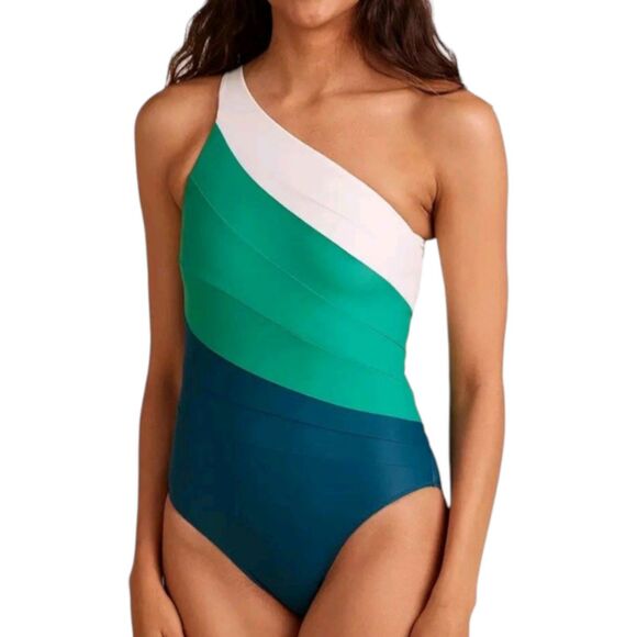summersalt Other - Summersalt The Sidestroke One Piece Swimsuit Size 6LT Tall Colorblock Green